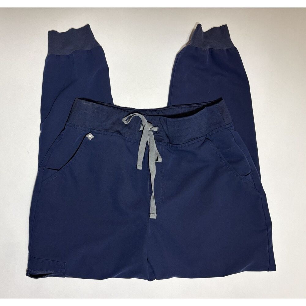FIGS Zamora High Waisted Jogger Scrub Pants Women M Petite Navy Blue